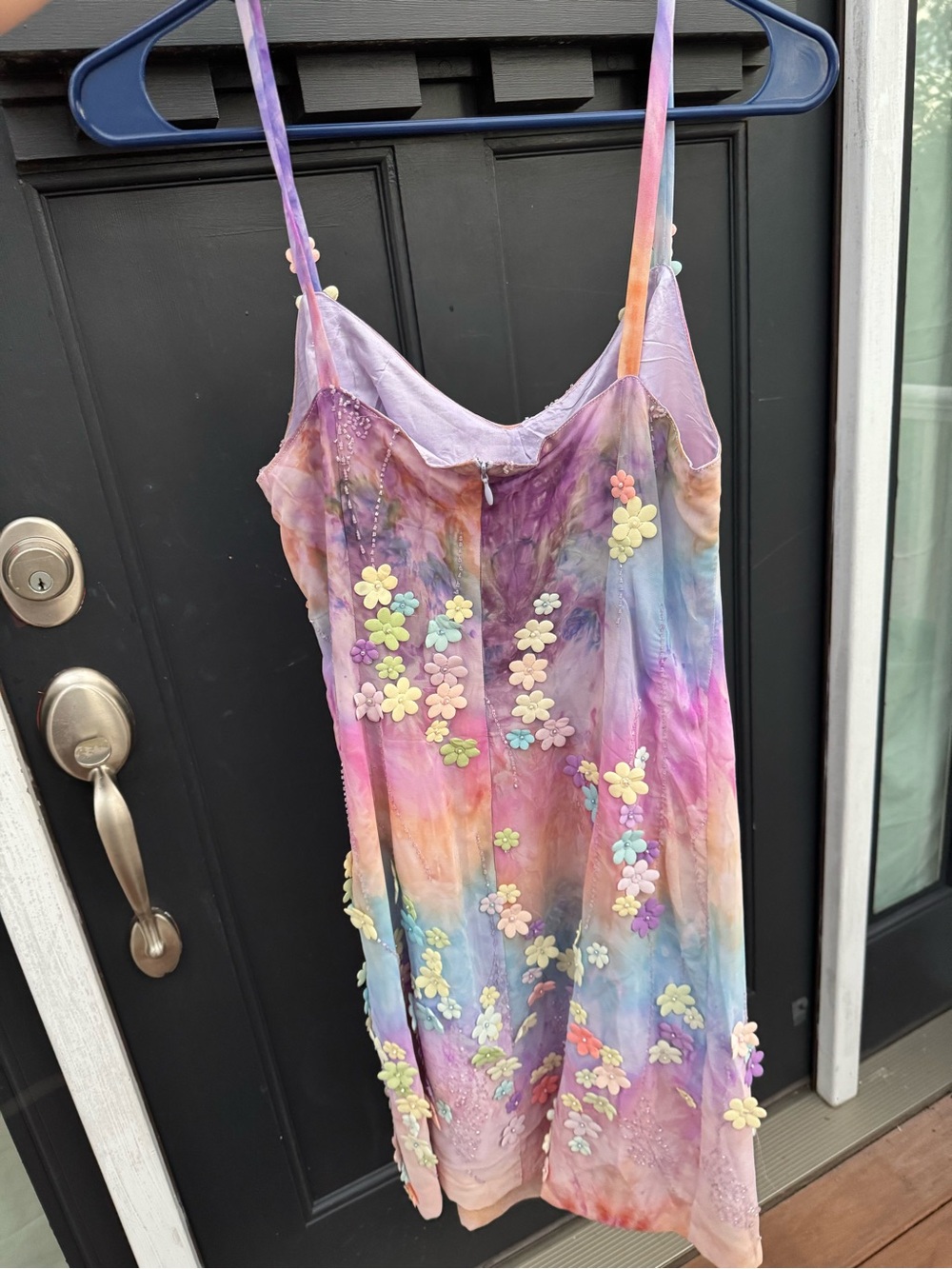 Euro Pastel Tie-Dye Floral Slip Dress - Picture 3 of 3